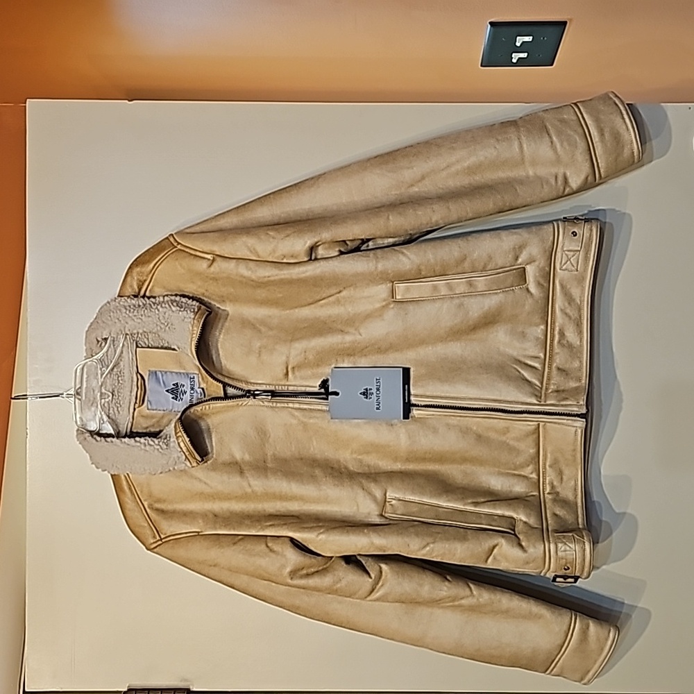 NWT Rainforest Men Large Aviator Jacket tan